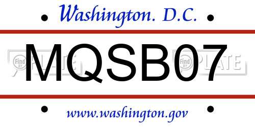 MQSB07 District Of Columbia License Plate