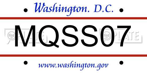 MQSS07 District Of Columbia License Plate