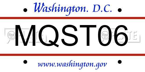 MQST06 District Of Columbia License Plate