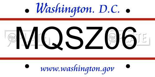 MQSZ06 District Of Columbia License Plate