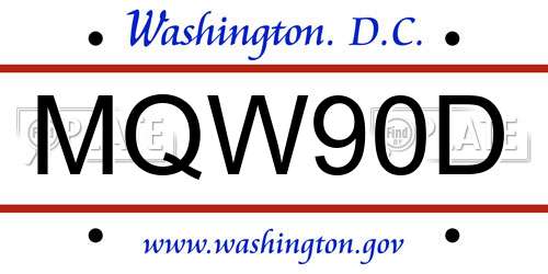 MQW90D District Of Columbia License Plate