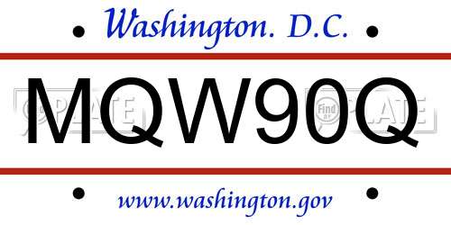 MQW90Q District Of Columbia License Plate