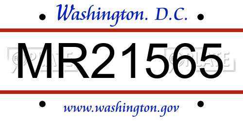 MR21565 District Of Columbia License Plate