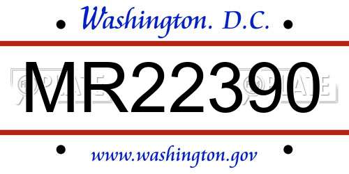 MR22390 District Of Columbia License Plate