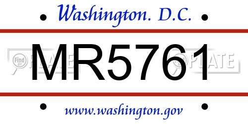 MR5761 District Of Columbia License Plate