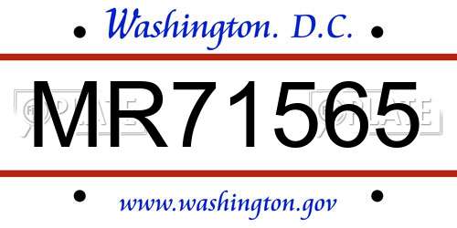 MR71565 District Of Columbia License Plate