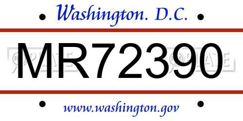 MR72390 District Of Columbia License Plate
