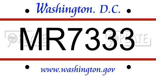 MR7333 District Of Columbia License Plate