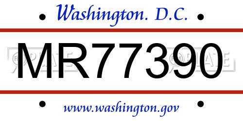 MR77390 District Of Columbia License Plate