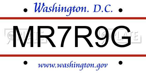 MR7R9G District Of Columbia License Plate