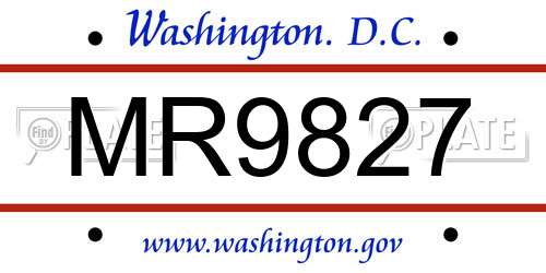 MR9827 District Of Columbia License Plate