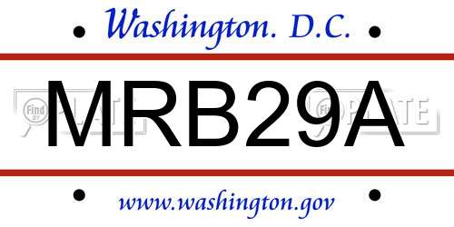 MRB29A District Of Columbia License Plate