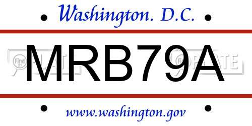 MRB79A District Of Columbia License Plate
