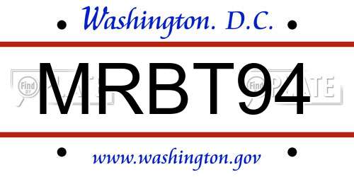 MRBT94 District Of Columbia License Plate