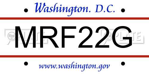 MRF22G District Of Columbia License Plate