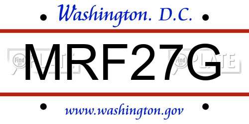MRF27G District Of Columbia License Plate