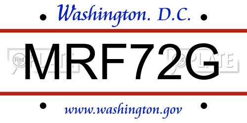 MRF72G District Of Columbia License Plate