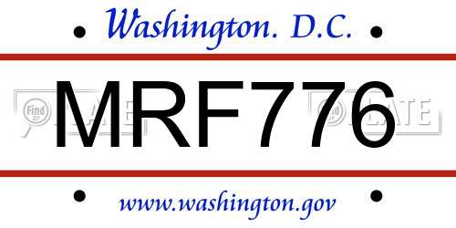 MRF776 District Of Columbia License Plate