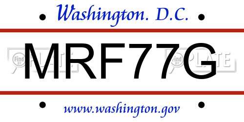MRF77G District Of Columbia License Plate