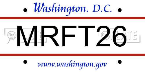 MRFT26 District Of Columbia License Plate