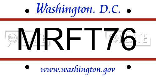 MRFT76 District Of Columbia License Plate