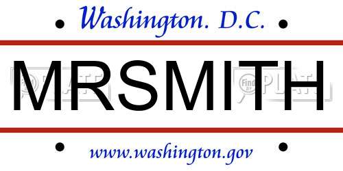 MRSMITH District Of Columbia License Plate