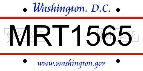 MRT1565 District Of Columbia License Plate