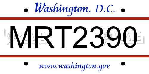 MRT2390 District Of Columbia License Plate