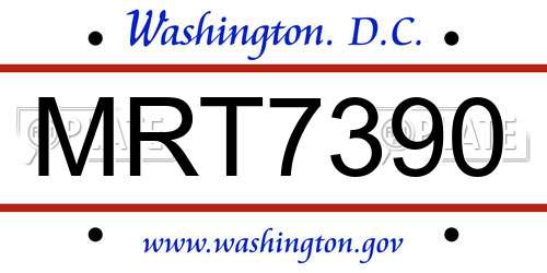 MRT7390 District Of Columbia License Plate