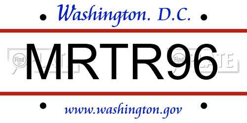 MRTR96 District Of Columbia License Plate