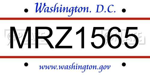 MRZ1565 District Of Columbia License Plate
