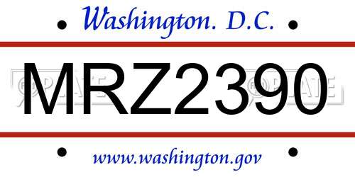 MRZ2390 District Of Columbia License Plate