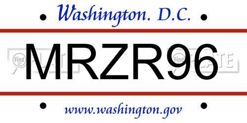 MRZR96 District Of Columbia License Plate