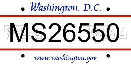 MS26550 District Of Columbia License Plate