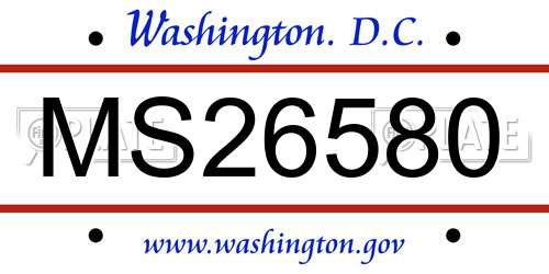 MS26580 District Of Columbia License Plate