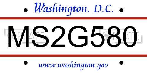 MS2G580 District Of Columbia License Plate