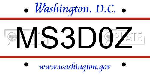 MS3D0Z District Of Columbia License Plate