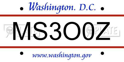 MS3O0Z District Of Columbia License Plate