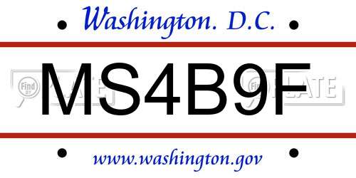 MS4B9F District Of Columbia License Plate