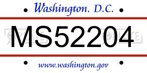 MS52204 District Of Columbia License Plate