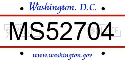 MS52704 District Of Columbia License Plate