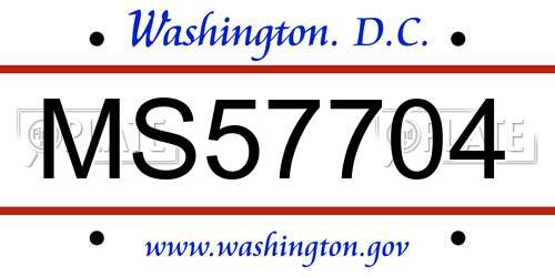 MS57704 District Of Columbia License Plate