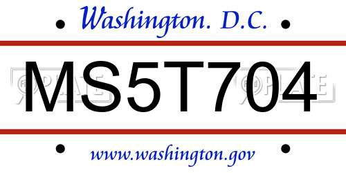 MS5T704 District Of Columbia License Plate