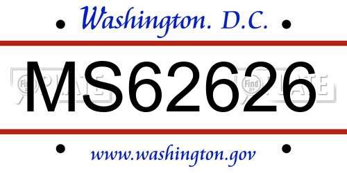MS62626 District Of Columbia License Plate