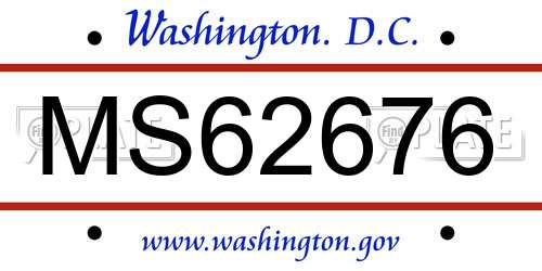 MS62676 District Of Columbia License Plate