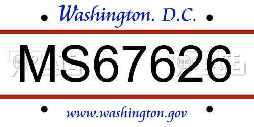 MS67626 District Of Columbia License Plate