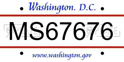 MS67676 District Of Columbia License Plate