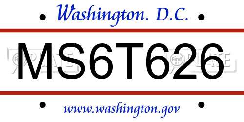 MS6T626 District Of Columbia License Plate