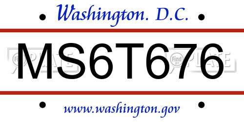 MS6T676 District Of Columbia License Plate