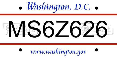 MS6Z626 District Of Columbia License Plate